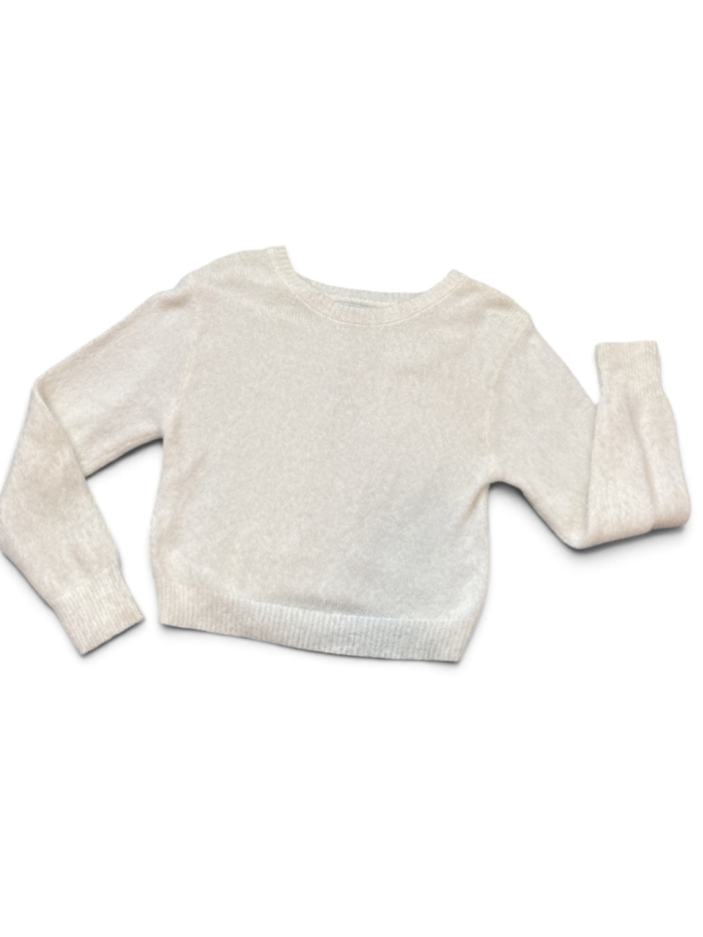 Aster White Crew Neck Fuzzy Sweater Size L